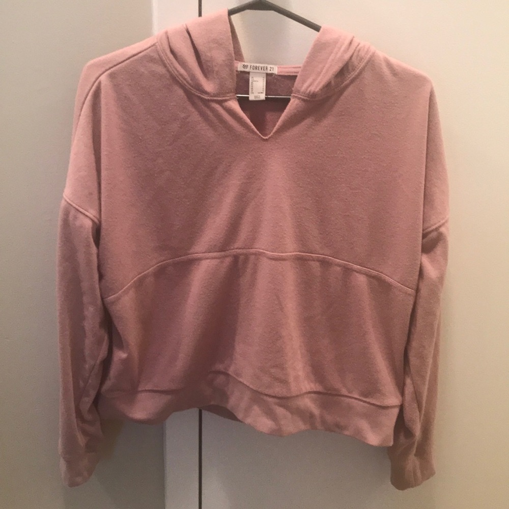 Forever 21 Active Blush Pink Cropped Hoodie